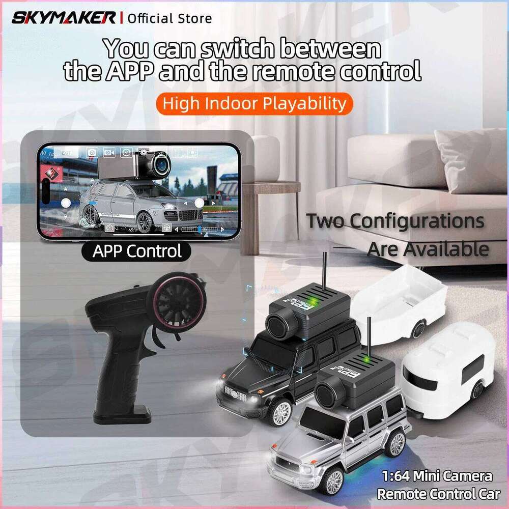 Wltoys FPV APP 1:64 Remote Control Camera 2.4GHz Led Ambient Lights Mini RC Car Toys for Boys Gift C260305