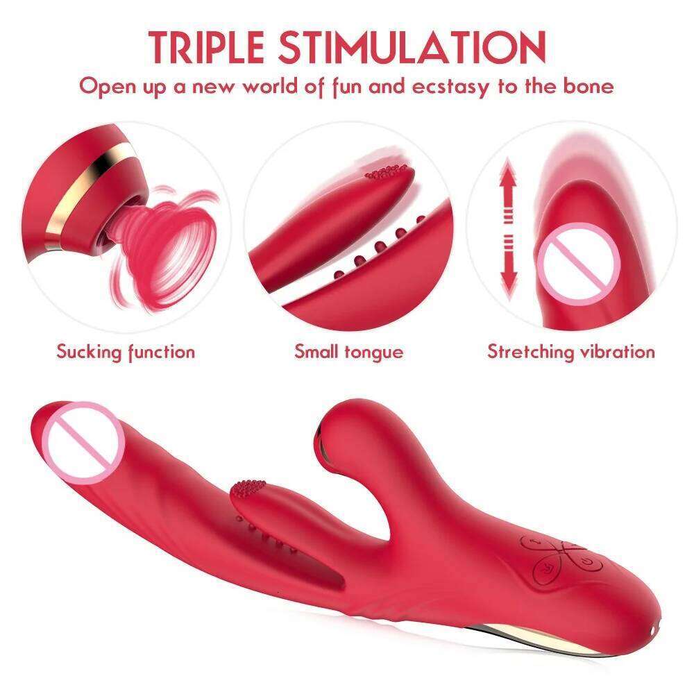 3 IN 1 Tapping Thrusting Dildo for Women G Spot Vibrator Clitoris Clit Stimulator Female Masturbator Adult Sex Toys W260305