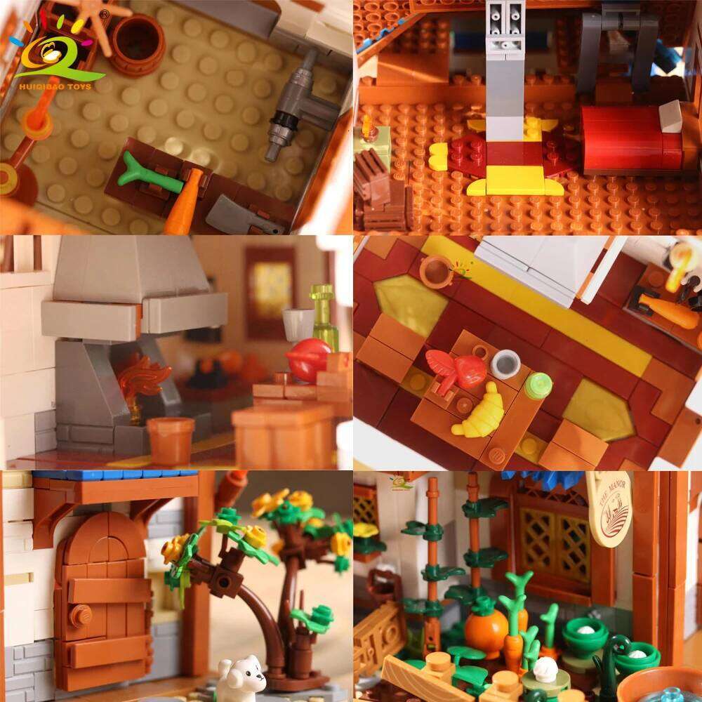 HUIQIBAO MOC Castle City Medieval Architecture Style House micro Building Blocks mini Brick Construction Toys for Children Gifts Z260305