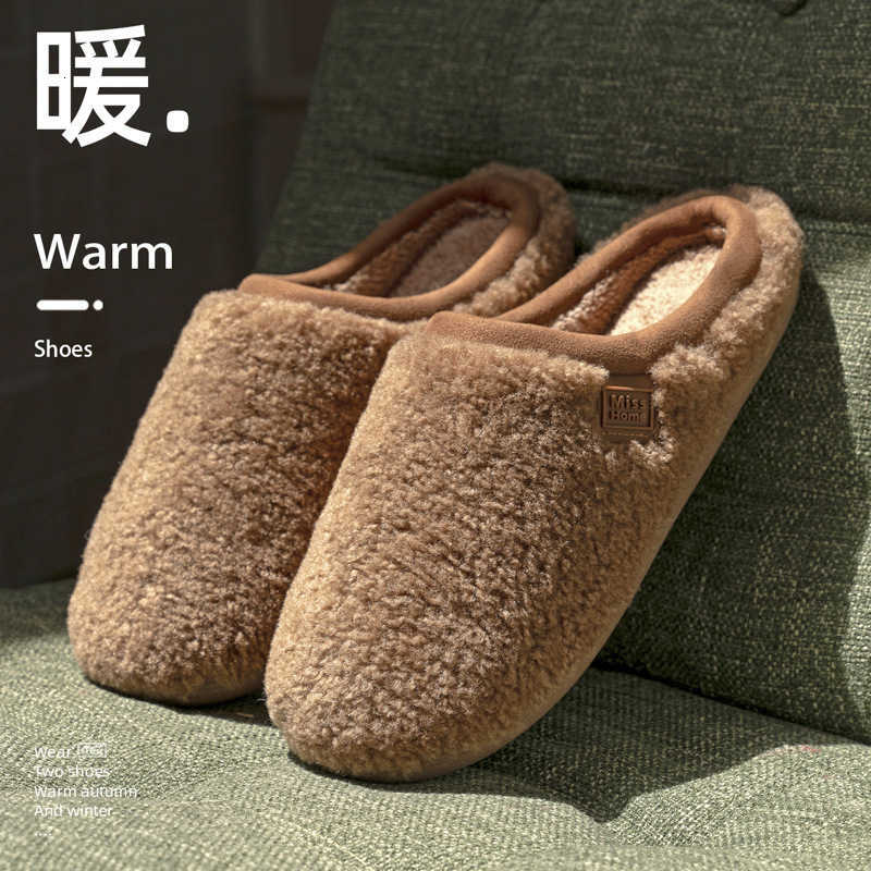2025 Autumn Winter Plush Slippers for Women Home Indoor Non-Slip Warm Floor Fleece Cotton Slippers Men Maternity Shoes S260305