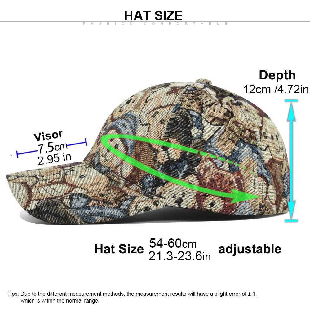 Casual Bear Print Cute Bear Baseball Cap Little Bear Print Cartoon Cotton Snapback Caps Cotton Fashion Hip Hop Vintage Hat S260306