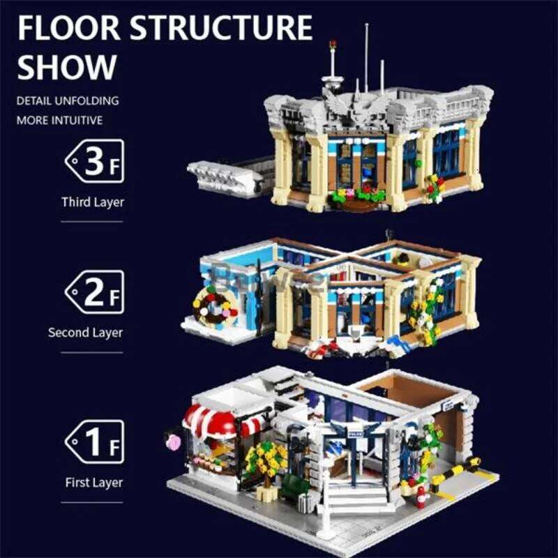 Brick Town Police Station House Sets,City Apartment Store Model Modular Buildings Blocks Gift for Adults Kids 3200PCS Z260305