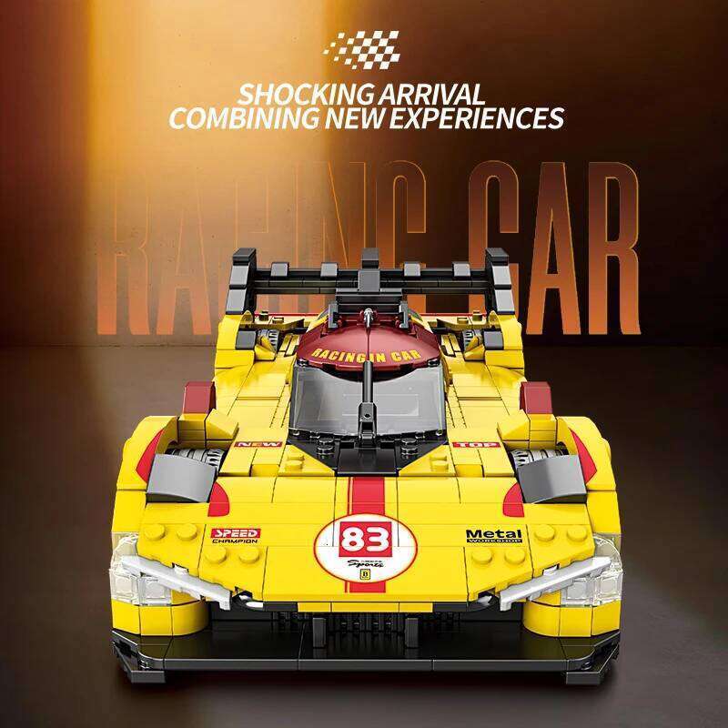 1370PCS Yellow Supercar Building Blocks V6 Engine Racing Car 1:16 Model Bricks Desktop Ornament Kids DIY Toys Holiday Gifts Z260305