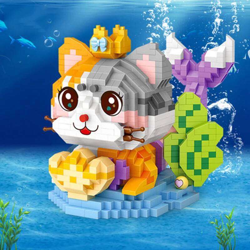 Mini Cartoon Doll Animal Model Micro Drill Assembled Cat Building Blocks Children's Educational Toy Gift Z260306