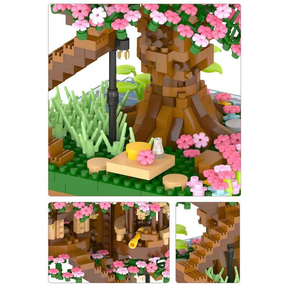 Mini Sakura Tree House 2138pcs Build Block Bricks City Street View Cherry Blossom Model Building Blocks Toys Children Gifts Z260306