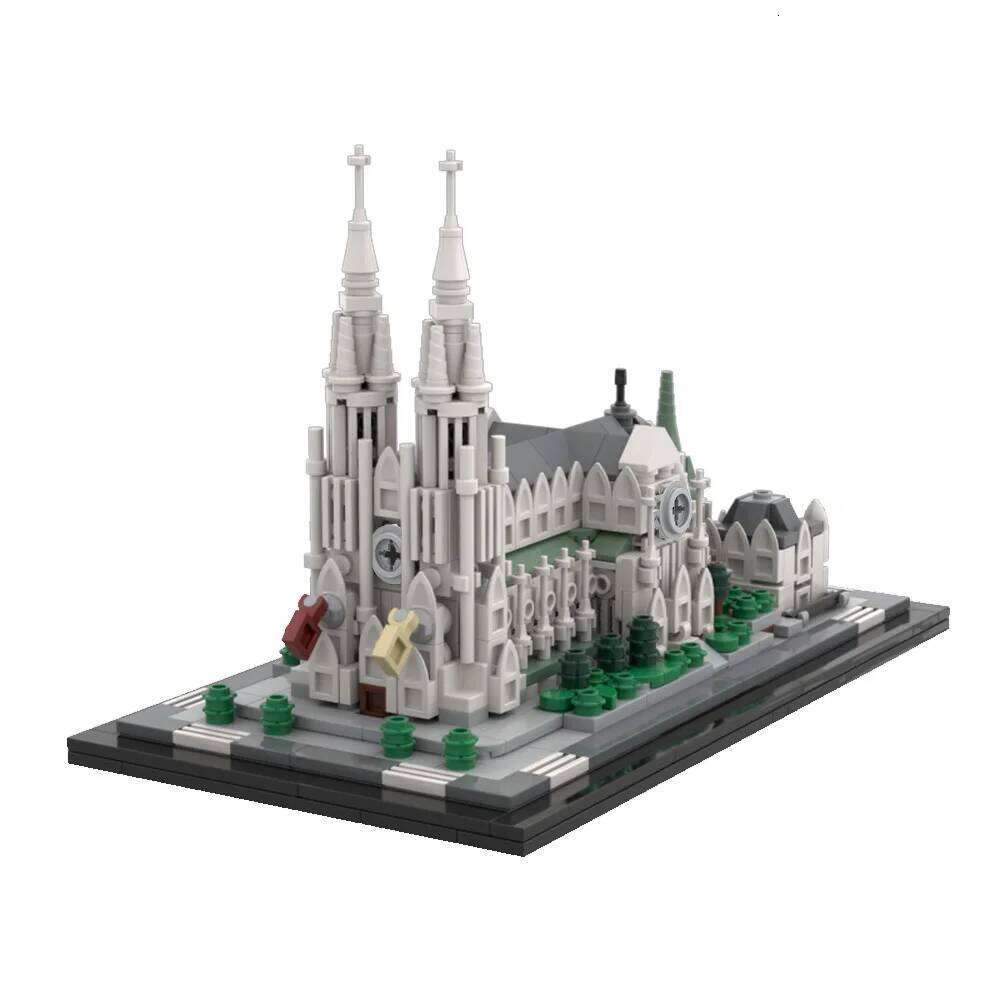 MOC St. Patrick's 1:800 Model Building Blocks New York Cathedral Compatible with Florence Church Brick Toy Gift Z260305