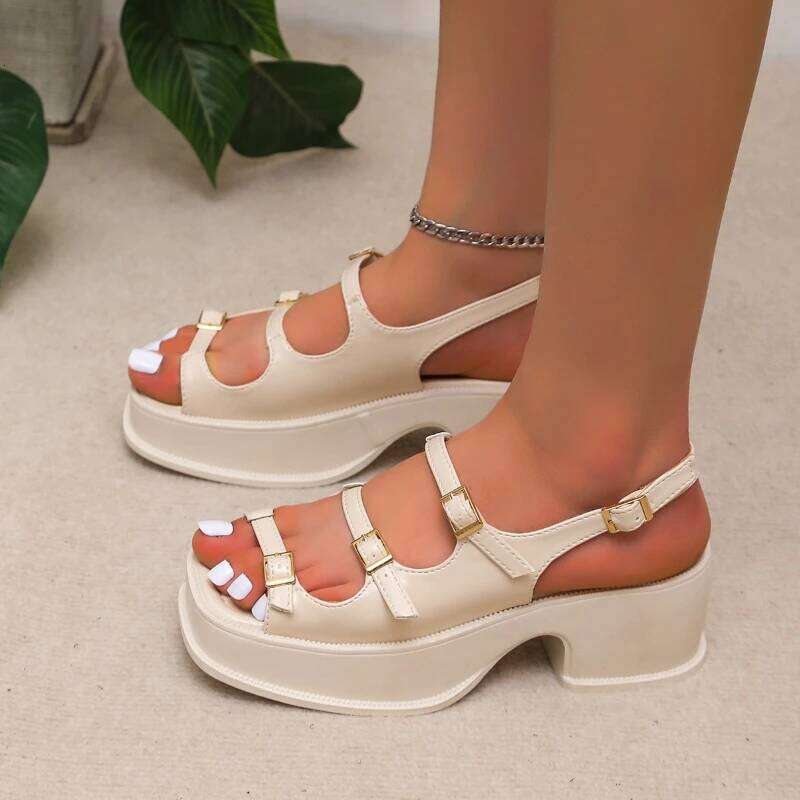 2026 New Summer Fashion One Piece Buckle Thick Bottom Outdoor Beach Shoes Breathable and Comfortable Open toed Sandals
