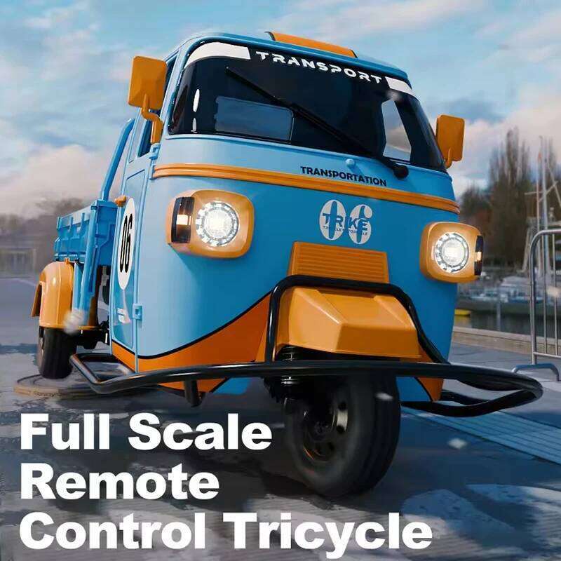 New 1/10 Full Scale Remote Control Three Wheels Truck 2.4G RTR RC Tricycle Model with LED Lights Music Effect Cars for Kids C260305