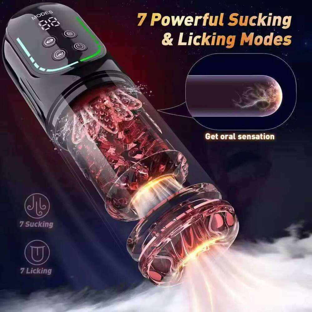 Thrusting Rotation Piston Male Masturbator Automatic Licking LCD Vacuum Sucking Vibrator Pocket Pussy Adult Sex Toys 18+ W260305