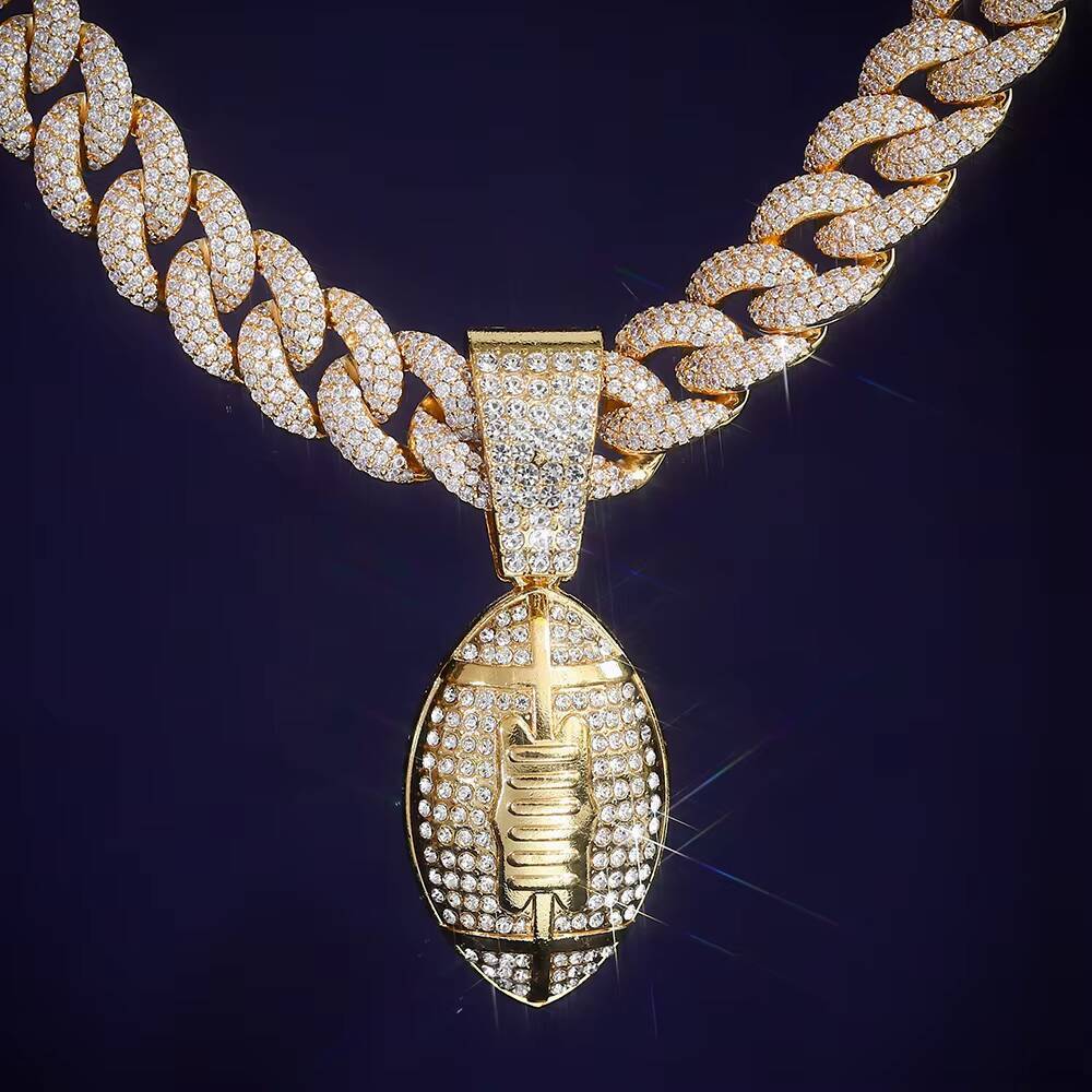 Custom Pendant Manufacturer Pendant and Chain 925sliver Plated Gold Moissanite Diamond Pendant Oval Shape for Man Hip Hopjewelry