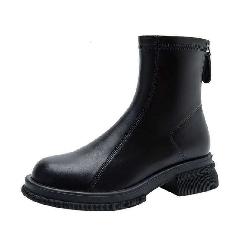 2025 Winter Hot-Selling British Soft Leather Short - Street-Chic Cotton Shoes, Comfy Durable Warm Ankle Boots for Women