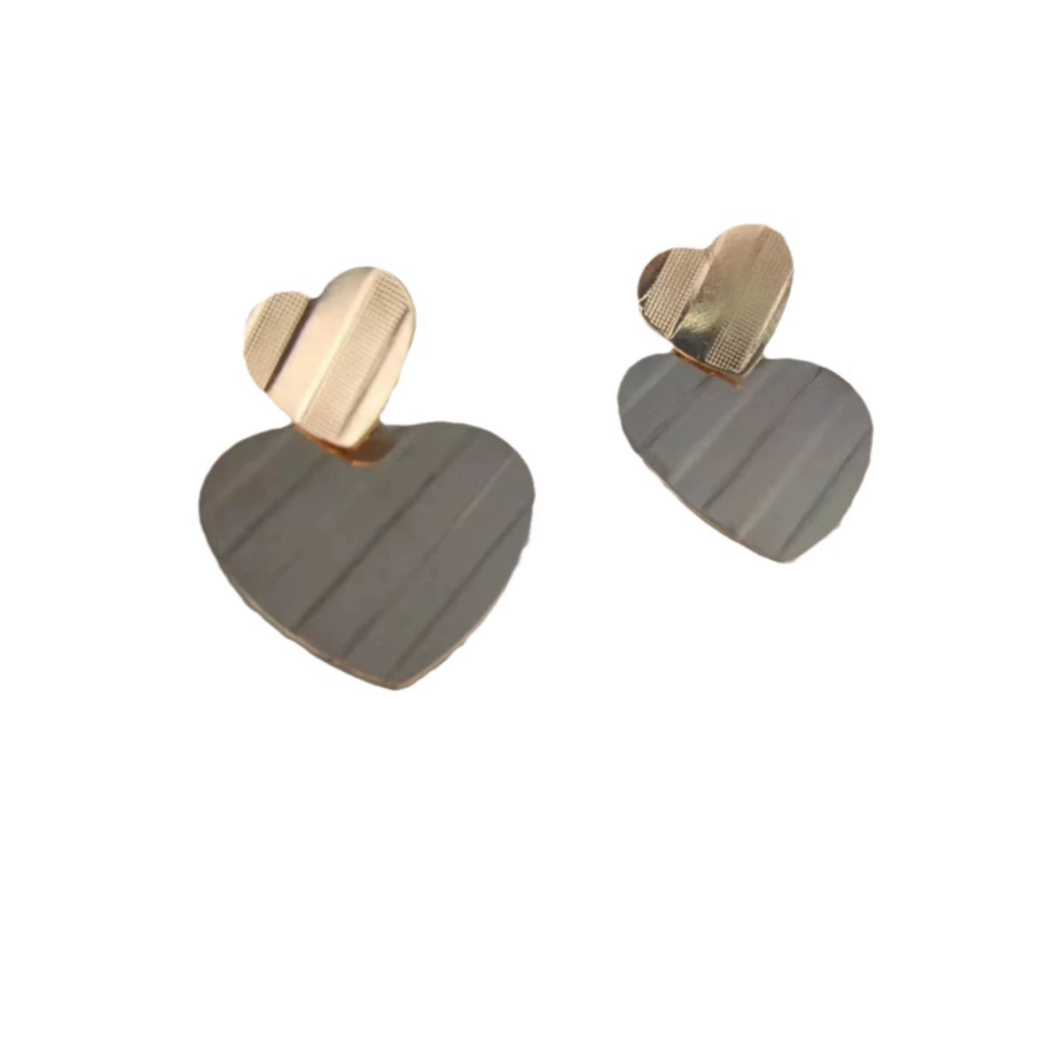 Chic Striped Embracing Hearts Design for Women: Bold Two-part Pendant Jewelry