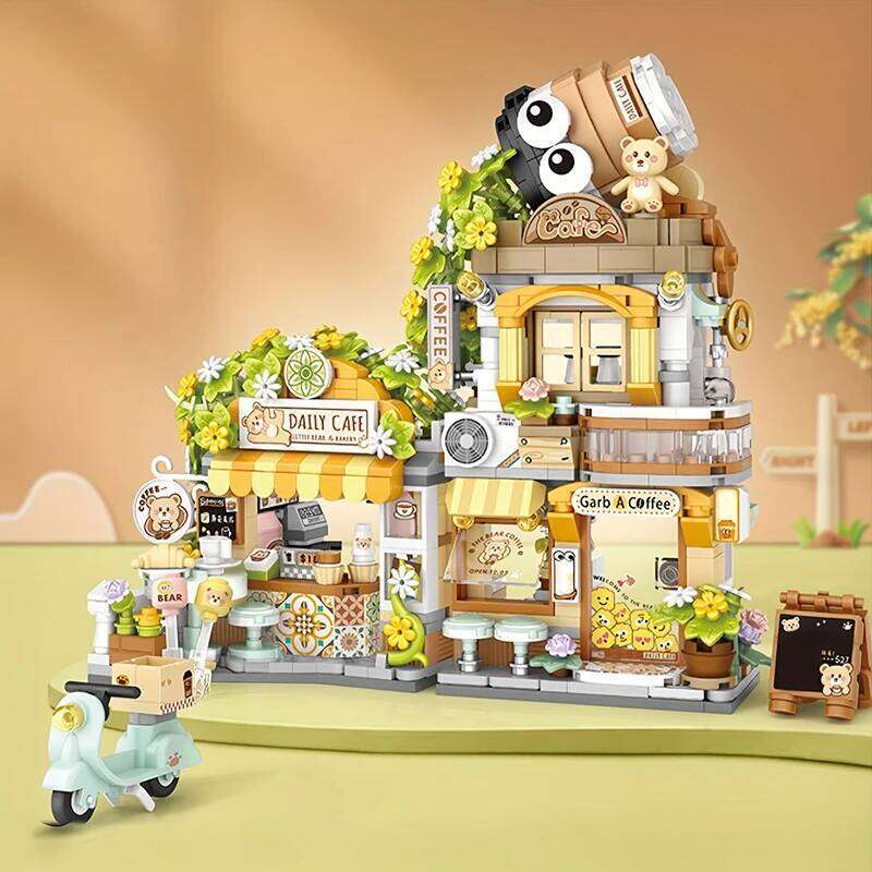 Creative Street View Cafe Mini Building Blocks DIY Home Decoration Set Adults and Children Educational Toy Gift Z260306