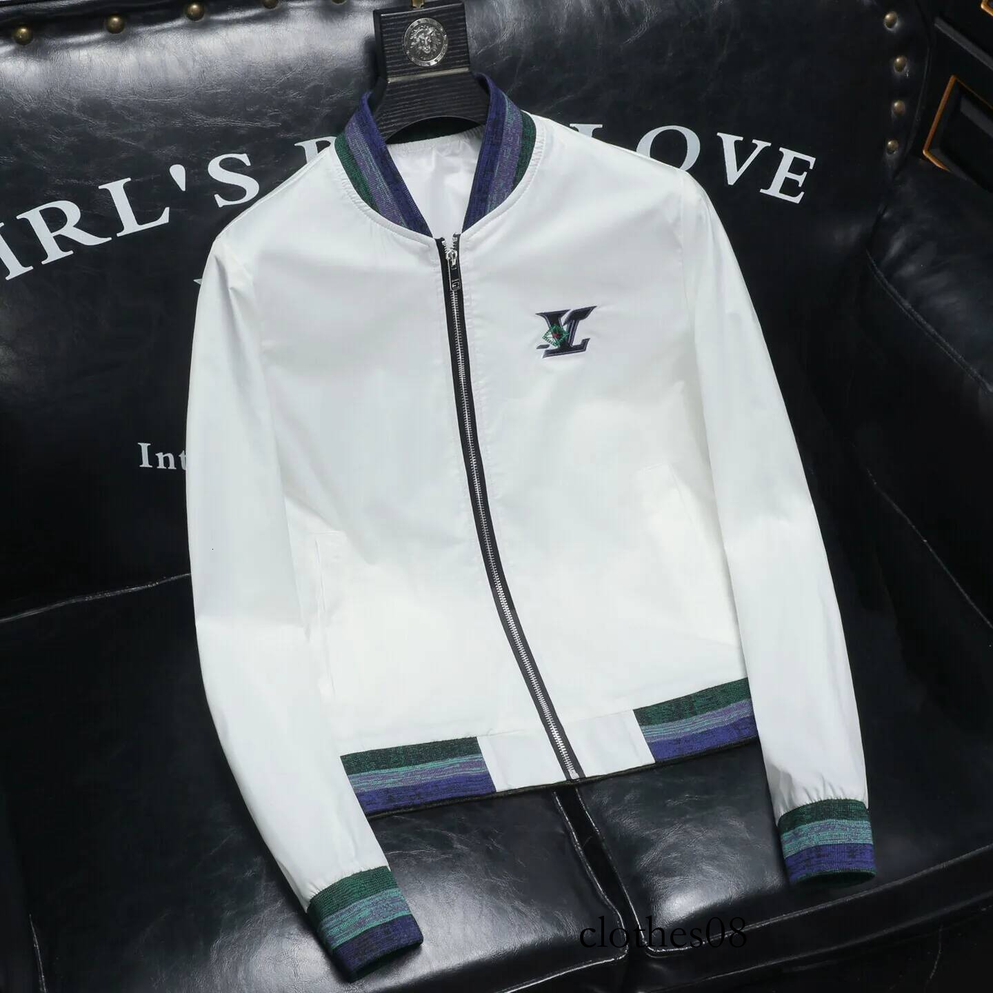 Men's Baseball Collar Embroidered Jaet Premium Casual Faion Outerwear Long Sve Thermal Polyester Fibre Spring Autumn