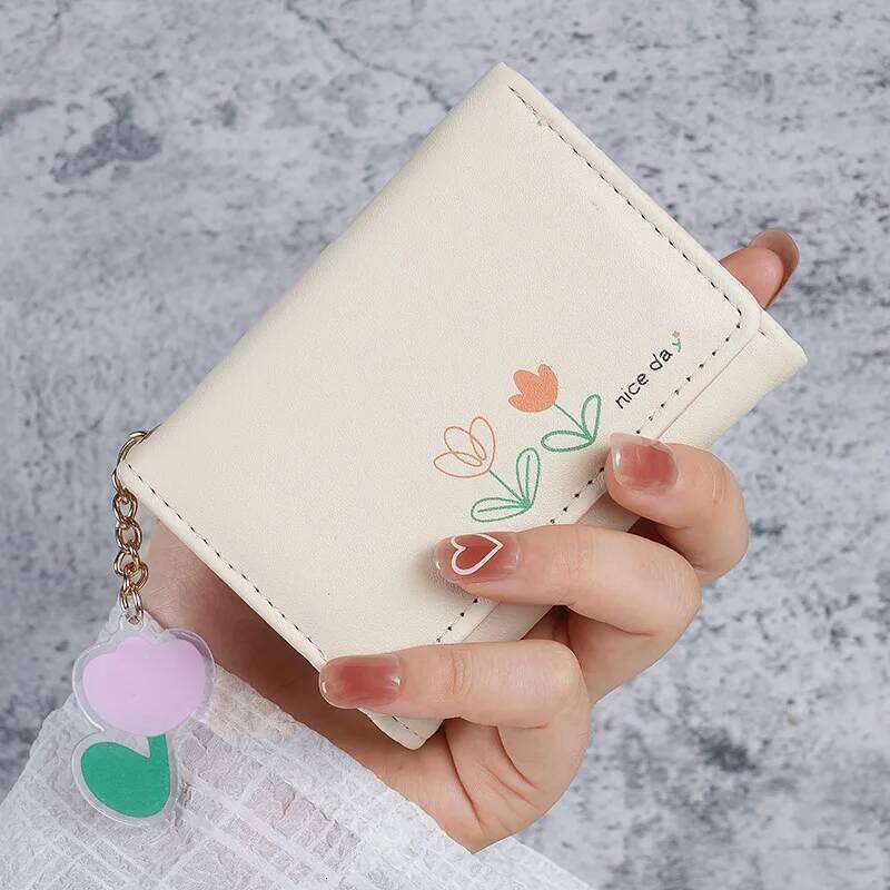 New Small Women's Leather Short Folding Student Cute Mini Fashion Hasp Wallet C260304