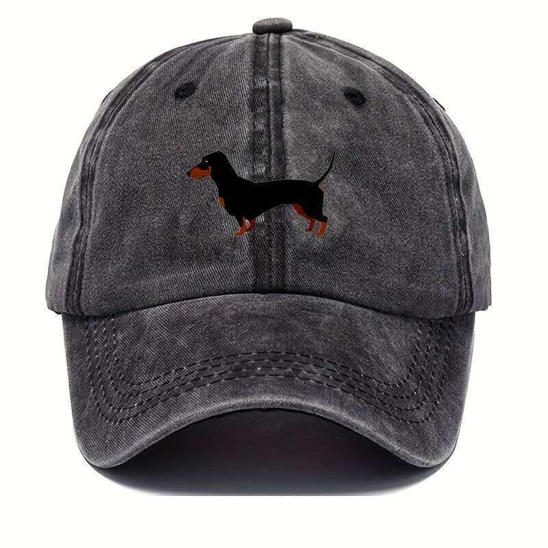 Retro dachshund baseball cap both men women, adjustable cute cartoon design suitable for sports and casual wear Y260304