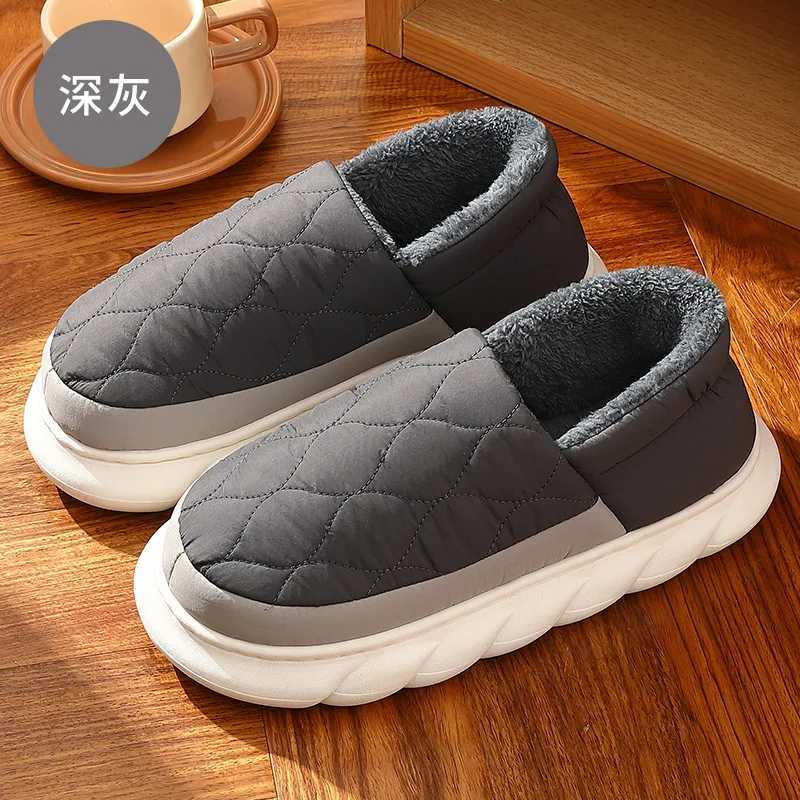 Comwarm Winter Fur Plush Women Slippers Winter Fluffy Warm Waterproof Home Slippers Women Men Outdoor Soft Sole Furry Slippers S260305