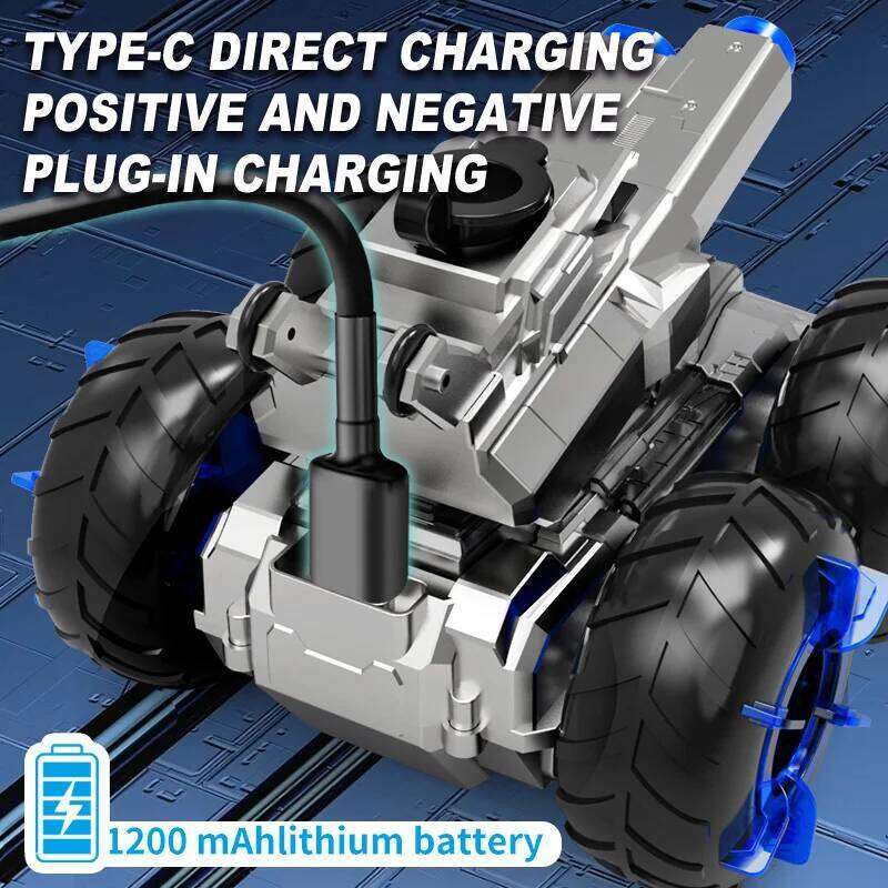 JCMO Control Water Gun Amphibious Dual-Nozzle Water-Shooting Cool Wheel LED Light RC Car with Waterproof Remote New C260305