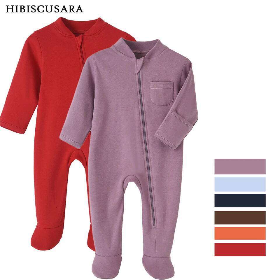 100% Cotton Newborn Baby Clothes Solid Color Jumpsuit Rompers Zipper Infant Boys Girls Spring Bottoming Shirt Jumpsuits Footed Z260306