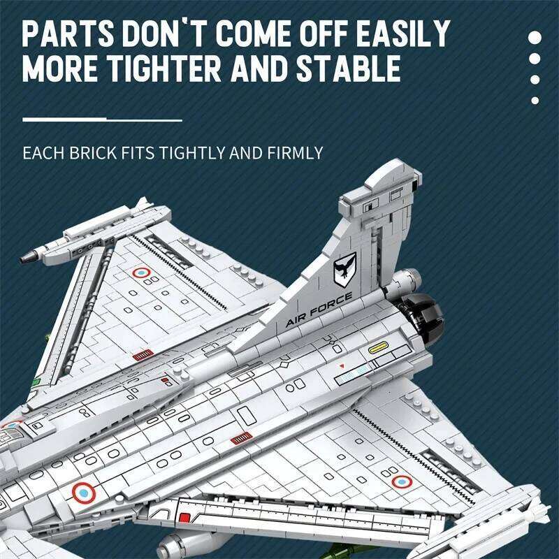 2099PCS Rafale Fighter Model Building Blocks Diy Military Plane Series Assembly Bricks Desktop Ornament Kids Toys Holiday Gifts Z260305