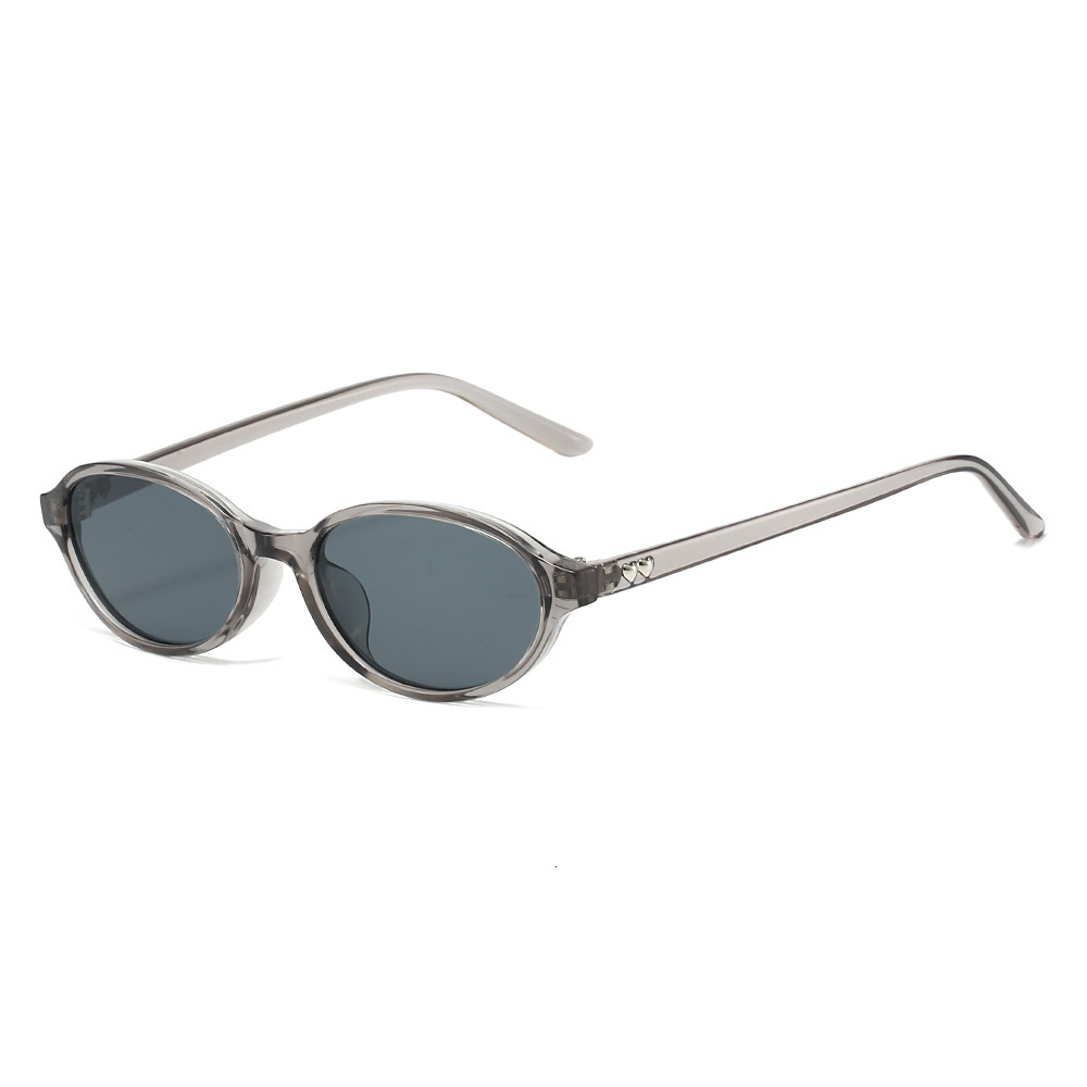 25 New European and American Oval Frame Nerd Fake No-Makeup Personality Retro Heart-Shaped Temple Sunglasses UV Protection