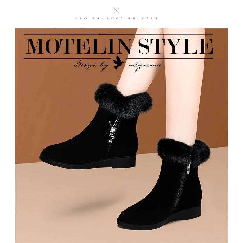 2025 New Winter Women's - Fashionable Versatile Fleece-Lined Warm Stylish Ankle Boots