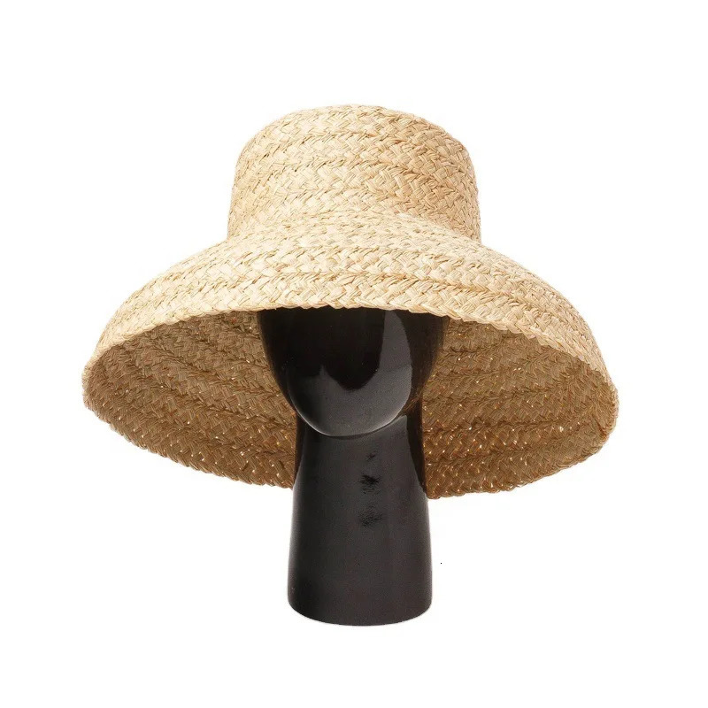 Summer Sun Hat Hand-knitted Raffia Retro Travel Sunscreen Beach Vacation Straw Hat with Lacing for Children Adult Holidays 260228