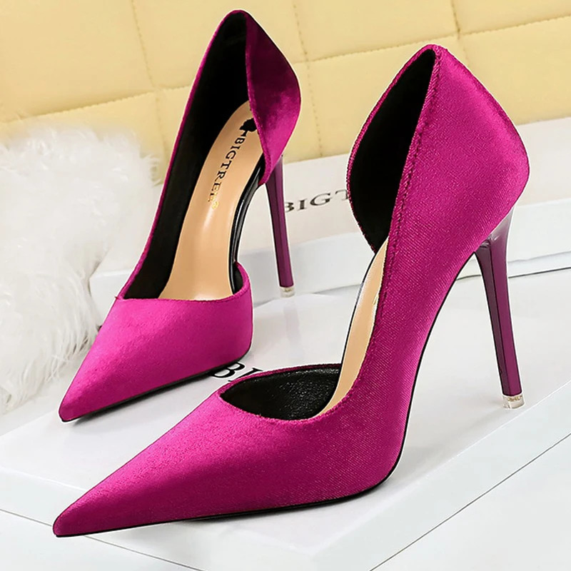BIGTREE Shoes Purple Women Pumps Suede High Heels Sexy Party Shoes Stilettos Lady Heels Pumps Shoes Large Size 43 260306