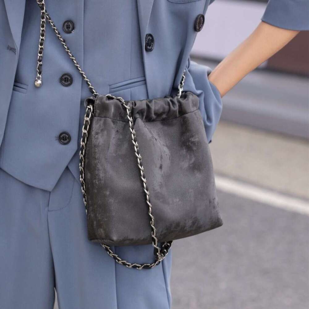 Tote Genuine Leather Bucket New Chinese Style Single Shoulder Crossbody Bag Versatile Silk Chain Handbag