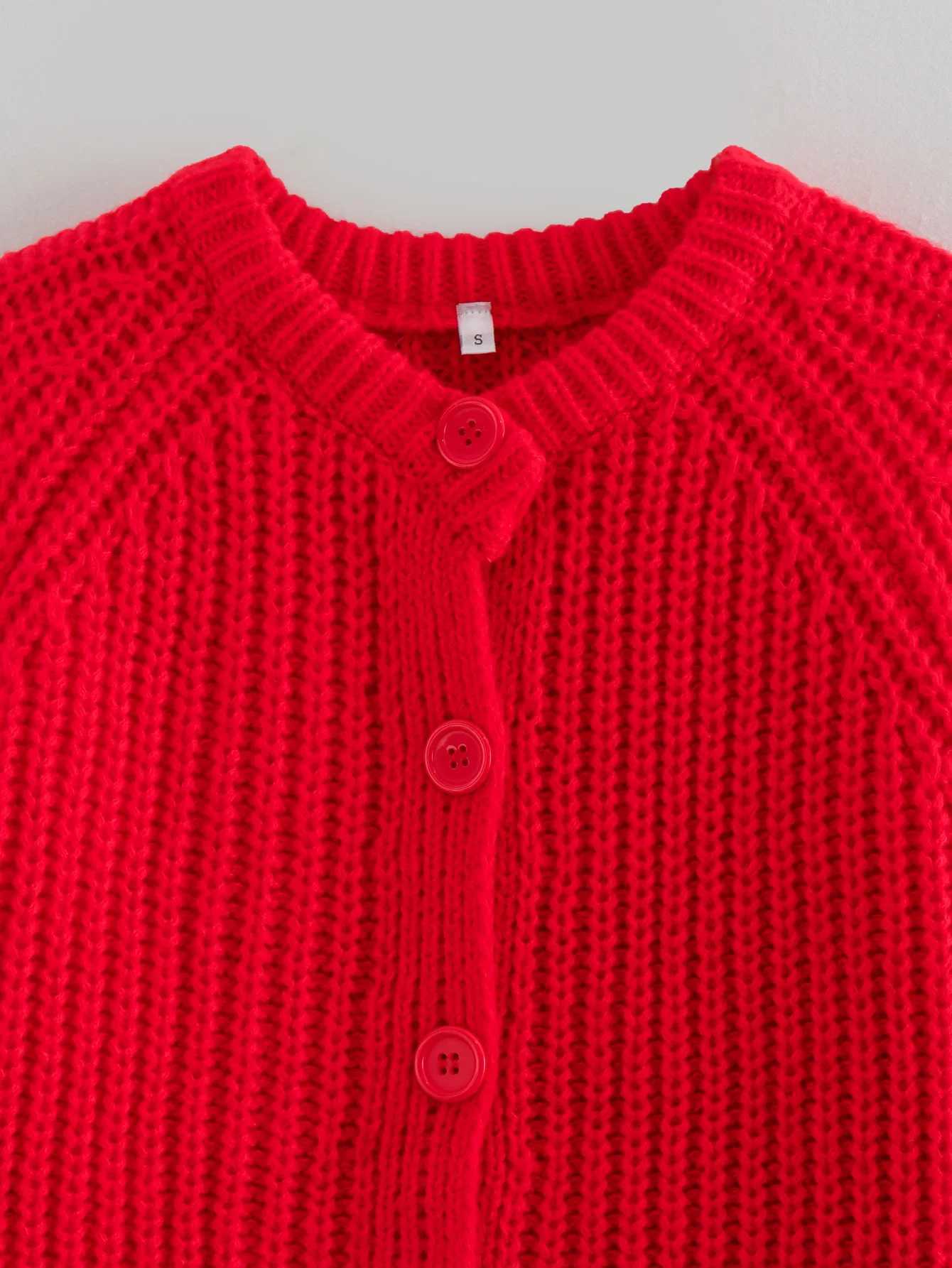 Women O-neck Single Breasted Cardigan Knitted Sweater Coat 2025 Autumn Winter Casual Long Sleeve Red Warm Sweater Tops Clothes M260306