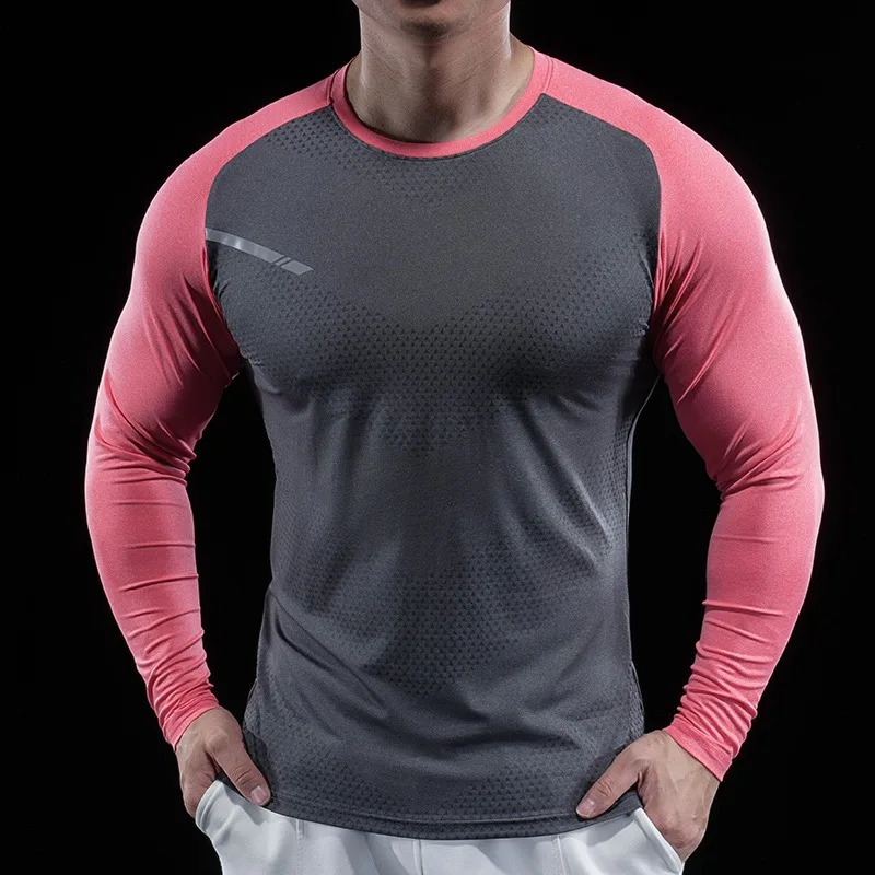 Autumn Winter Men Gym Fitness Display Long Sleeve TShirt Crew Neck Elastic Moisture Wicking Tights Running Training Bottom Top 260302