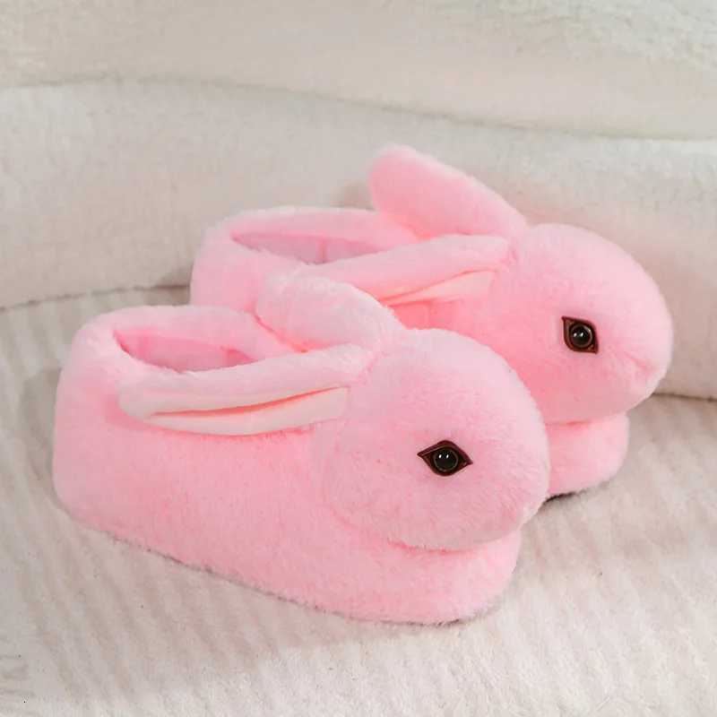 Cute Rabbit Slippers Women Cartoon Bunny Shoes Warm Faux Fur Soft Sole Girls Indoor Home Floor Slipper Funny House Footwear S260305