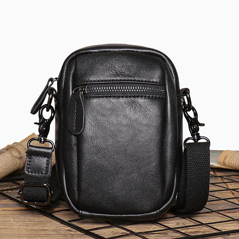 Vintage Mens Cow Leather Shoulder Bag Large Capacity Male Crossbody Mobile Phone For Men 260228
