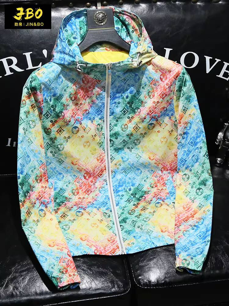 European high-end men's jacket, spring and autumn 2026 new trendy stylish slim-fit jacquard hooded casual jacket for men
