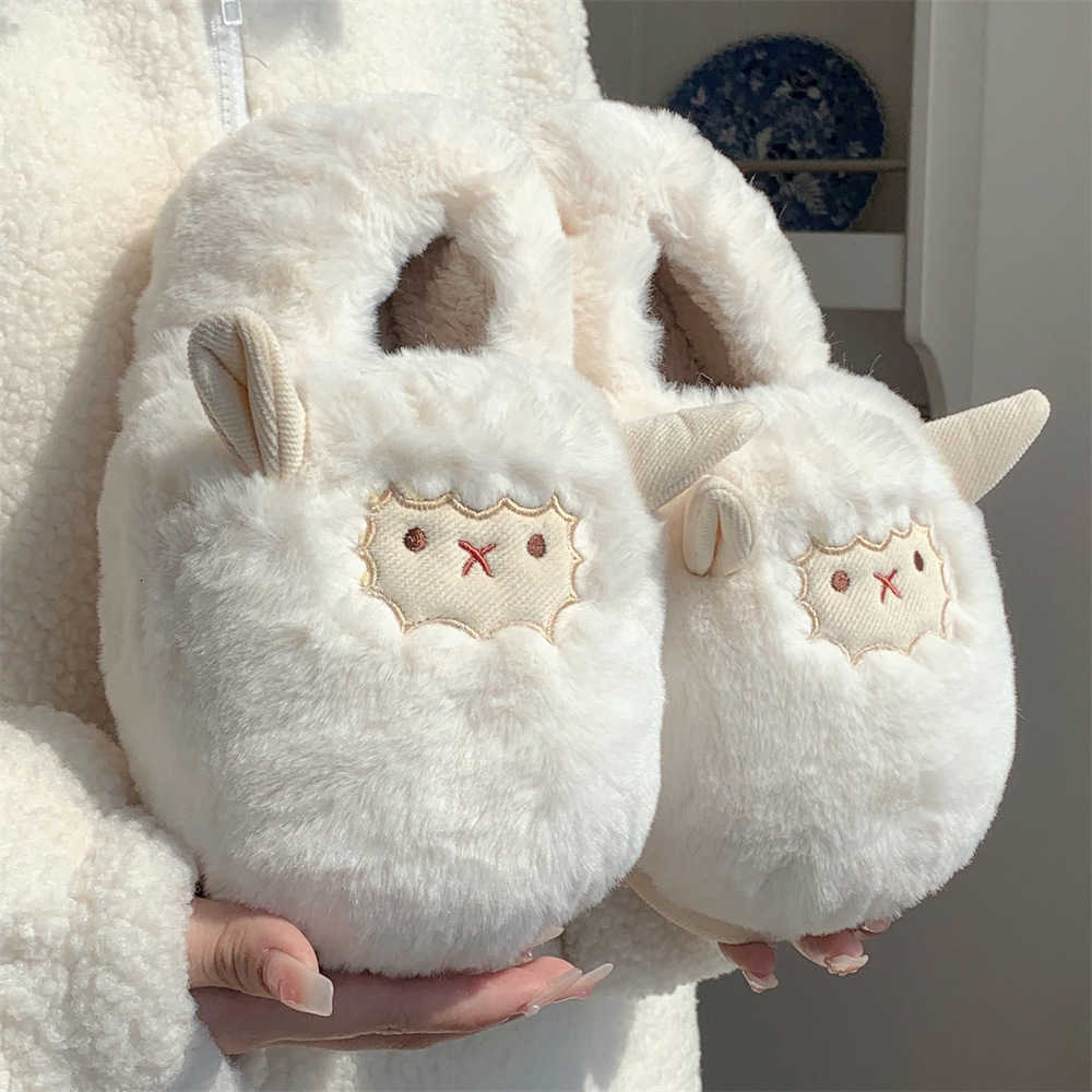 Bedroom warm cotton slippers all inclusive heel soft soled moon shoes womens new winter cartoon small sheep thick soled plush shoes S260305