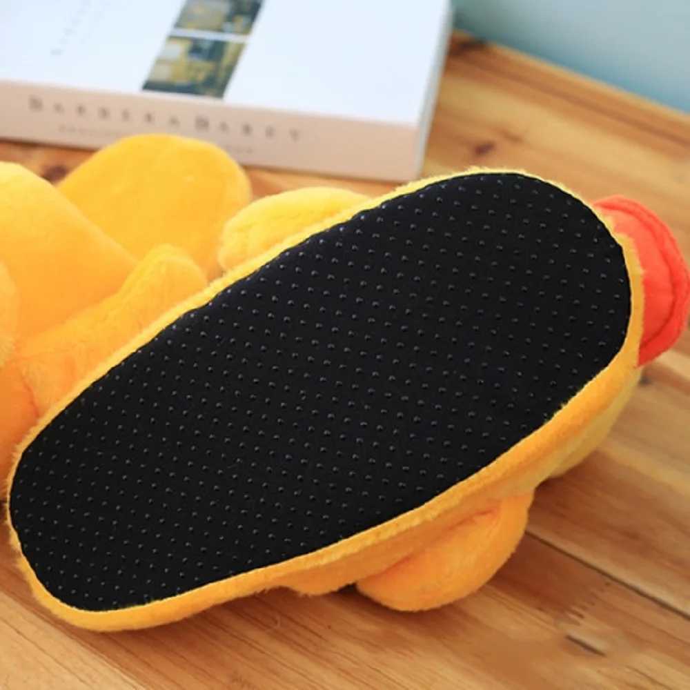 Slippers Winter Warm Couple Big Yellow Duck Cotton Shoes Cartoon Cute Little Yellow Duck Doll Home Slippers For Man and Women S260305
