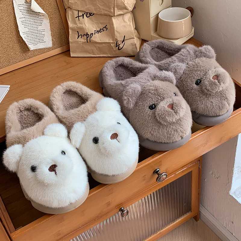 Cotton slippers for women autumn and winter new home indoor cartoon couple plush couple slippers for men S260305