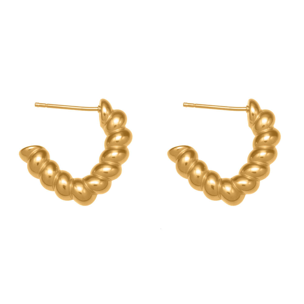 French Minimalist Twisted C-Shaped Hoop European and American INS Style Versatile Personality Earrings for Women