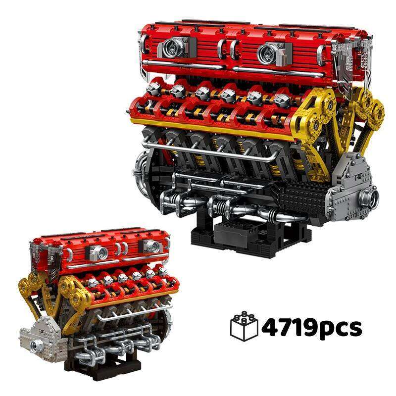 4719pcs Technical V12 Engine 3D Building Blocks Motorized Power Functions MOC Mechanical Model Creative Desktop Display Gift Z260305