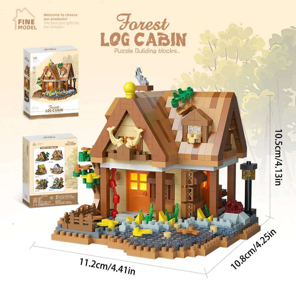 Forest Cabin Building Blocks Set - DIY Wooden House Model Kit, Creative Puzzle Toy for Adults & Kids Z260305