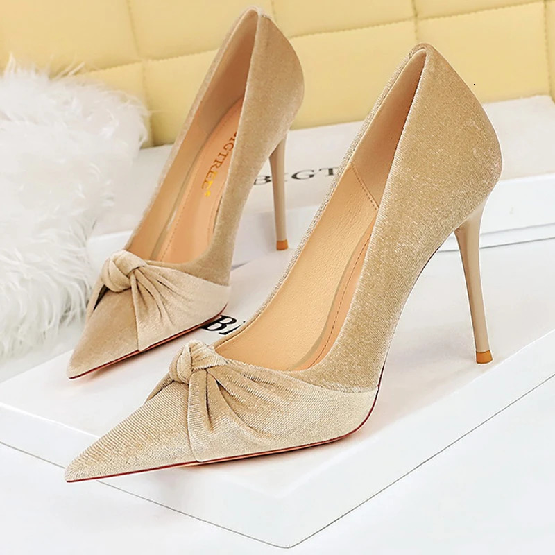 BIGTREE Shoes Bowknot Suede Women Pumps Fashion High Heels Pointed Stilettos Women Heels 2026 Pumps Plus Size 43 260306