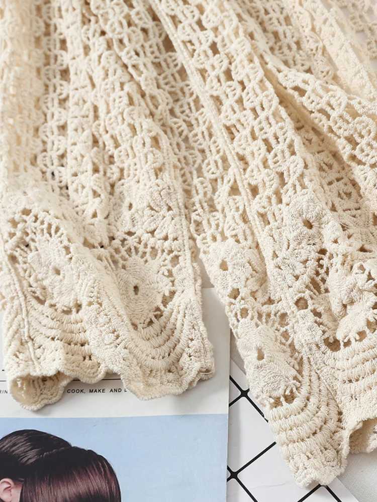 Open Lace Cardigan Crocheted Hollow Out Shrug Female Casual White Flower Floral Open Stitch Women Sweater Loose Knitted Outwear M260306