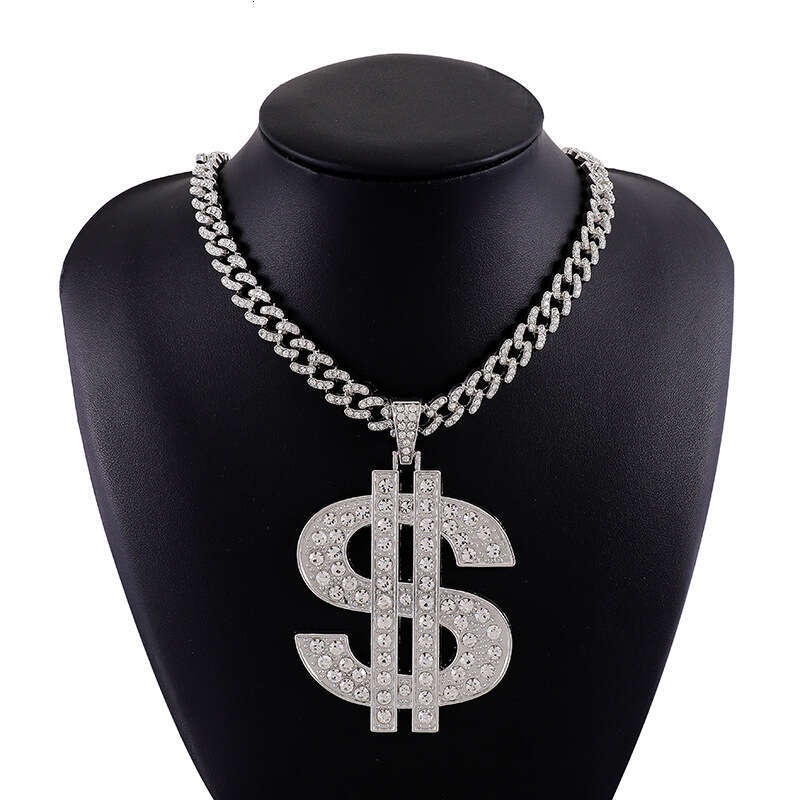 Hip Hop HIPHOP Dollar Cuban Pendant High-Quality Electroplated Color-Retaining Alloy Exaggerated Men's Necklace