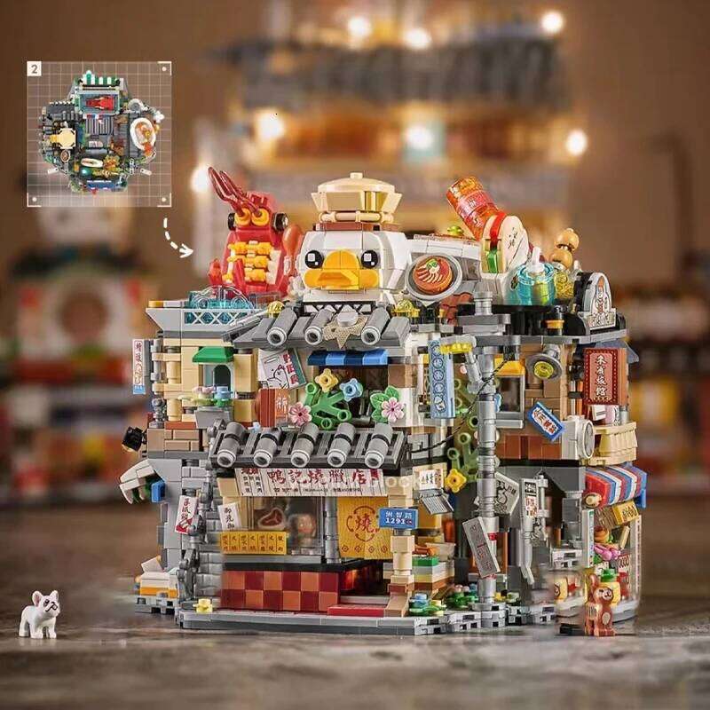 Loz Mini Hong Kong House Building Block Chinese Style Sausage Noodle Store Sea Fish Food Bricks Sets Kids Toys Adult Z260305