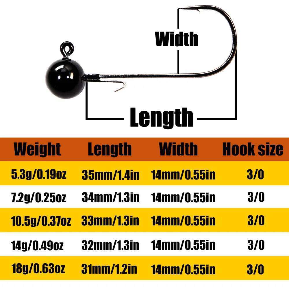B&U Fishing Lure Jig Head Hook 5.3g 7.2g 10.5g 14g Tungsten Crank Hooks Pike Bass Swimbait Fishhooks Accessories S260305