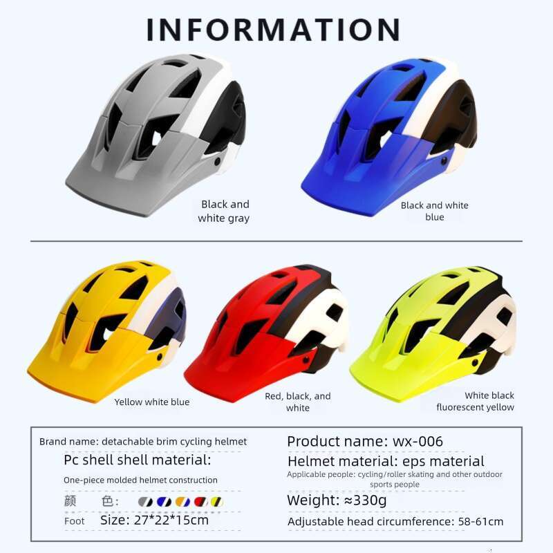 With Detachable Large Brim Sunshade Ventilation Breathable Full Edge Bicycle Riding Helmet Outdoor Equipment