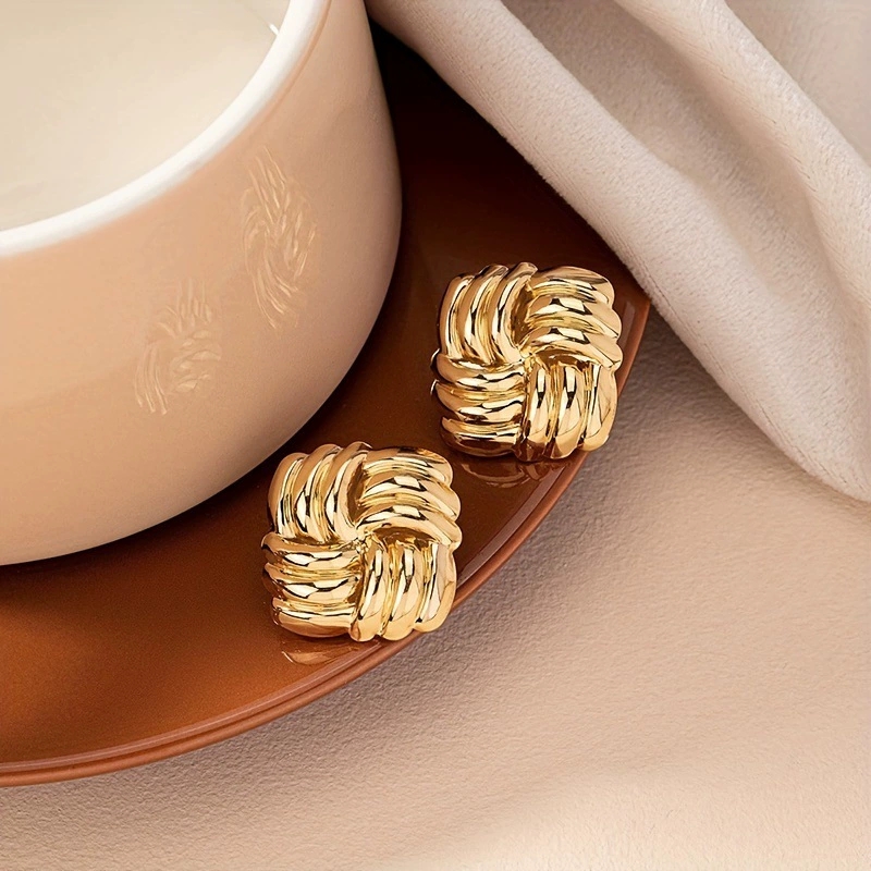 Chic Handcrafted Yellow-Golden Cubed Hoop Accessories