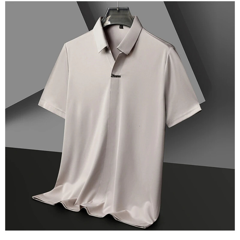 Mens Clothing Summer Polo Shirt Seamless Scissors Collar Golf Short Sleeve Seamless Cool Feeling T-shirt 260304