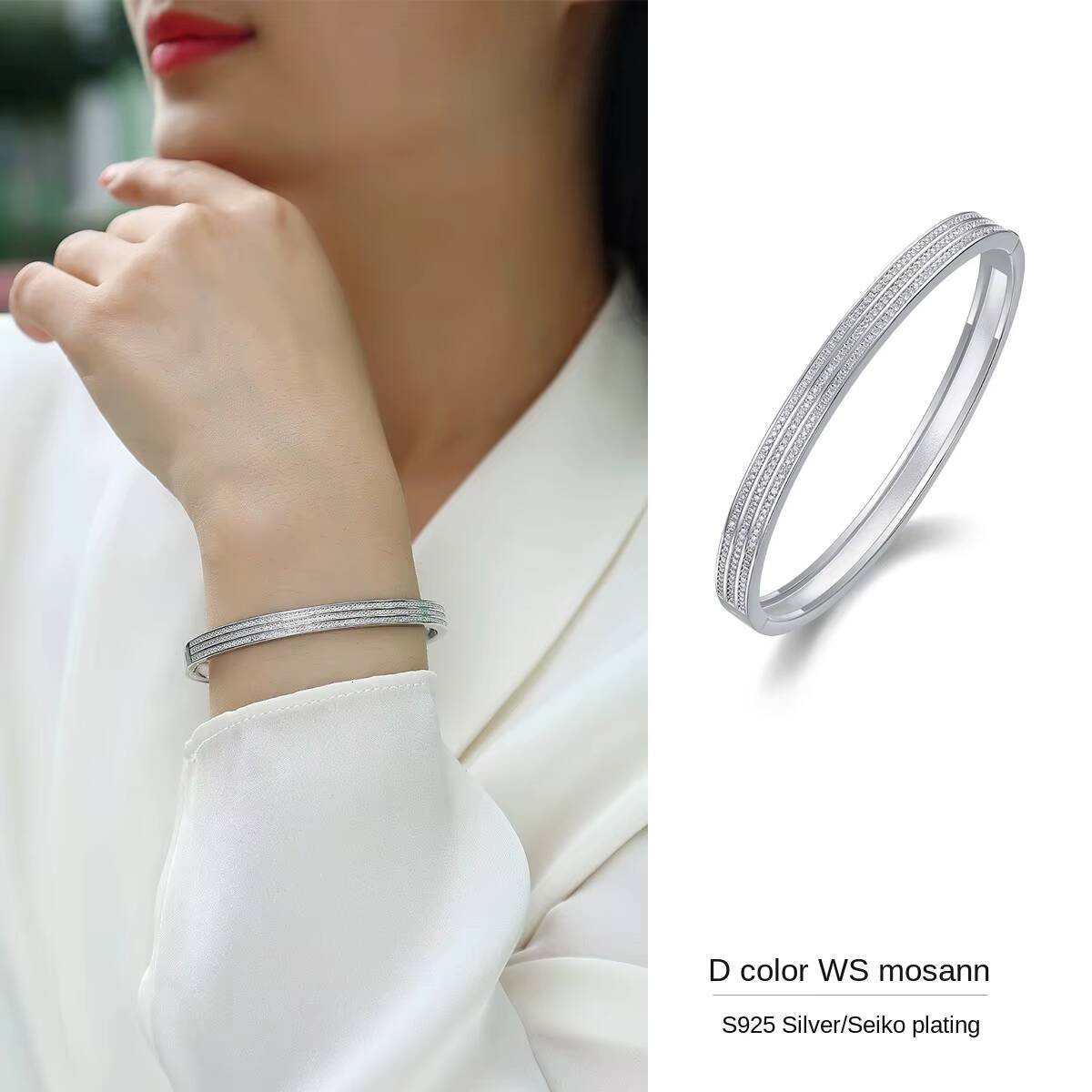 Women Custom Fashion Jewelry 925 Sterling Silver Moissanite Diamond Bracelet for Women Banquet Engagement Jewelry Bracelet Gifts