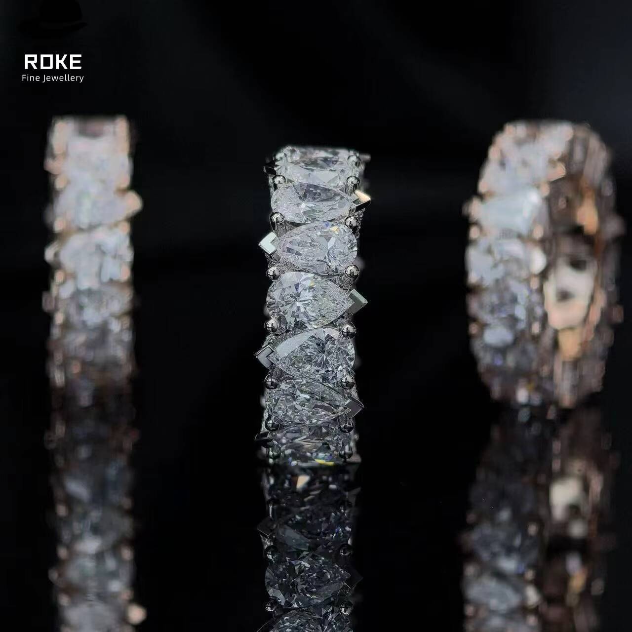 Custom Pear-Cut Lab Diamond Ring 9K-18K Gold/Platinum VVS Clarity IGI/GIA Certified Bridal Jewelry